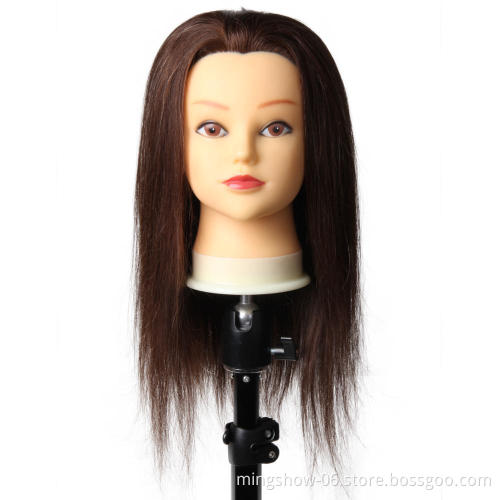 100% real human hair head dolls for hairdressers 16'' brown training head professional Mannequin can be curled